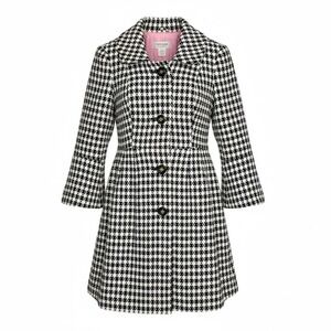 Skirtin Around Houndstooth Wool Blend Button Front Swing Coat Jacket Size 6